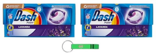 Dash Pods Lot de 2 capsules de lessive pour machine à laver à la lavande 31 lavages – Garantit une propreté irréprochable contre les taches + porte-clés Beni Culinari gratuit