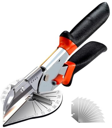 KATUR Taglierina multi angolare, Forbici multifunzionali da 45 a 135 gradi, cesoie per tagliare legno morbido, plastica, PVC, incluse 10 lame di ricambio