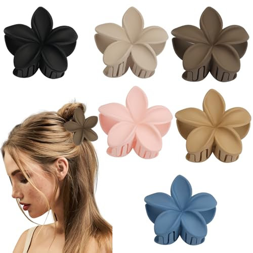 6 Piezas Pinzas para el Cabello Flores, Mate Flor Clips Garra, Antideslizantes Pinzas for el Pelo Forma Flor Pinzas Cabello con Diseño de Flores Fijación Adecuado para Chicas con Pelo Grueso Fino