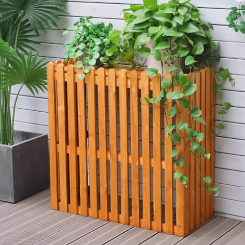 HYRTHAFSDF Housse de Ventilation pour climatiseur extérieur, Housse de climatiseur en Bois, Support de Pot de Fleurs, pour l'extérieur pour Cacher Le climatiseur