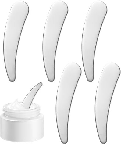 JJUNW Pack of 5 Cosmetic Metal Spatulas, Cosmetic Spatulas, Mini Cosmetic Spatula, Beauty Scoop Small Spoon, Face Mask, Spatula, Makeup Spatula for Mask, Face Cream, Lotions, Mixing, Sampling (6.5 x