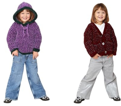 King Cole Girls Knitting Pattern Soft Waffle Design Tweed Cardigan & Hoodie (6313)