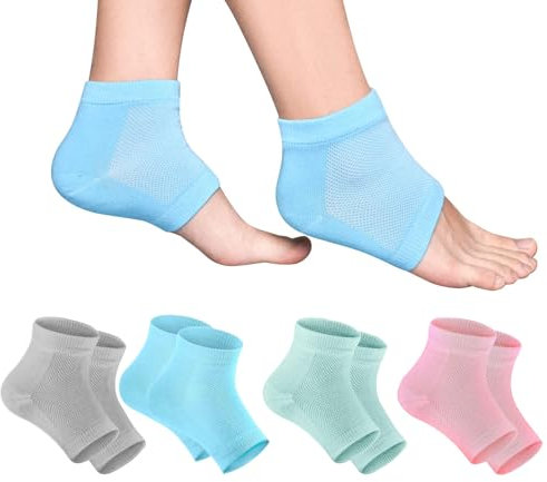 4 Paar Gel-Fersensocken, weiche, feuchtigkeitsspendende Socken, Gelfutter, zehenlose Socken, bequem, weich, belüftet, feuchtigkeitsspendend, geeignet für die Pflege der Haut, trockene, rissige High