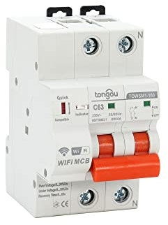 Ymnilian Disjoncteur Télécommande de minuterie de disjoncteur 2P WiFi avec Protection Contre Les surcharges et Les surtensions/sous-tensions Interrupteur de refermeture Intelligent(63A)