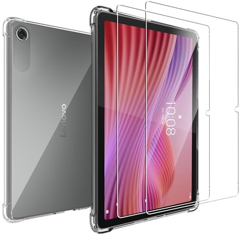 MEMELOKA Coque pour Lenovo Tab 10.1 Pouces 2025 (TB311FU/TB311XU 2025) + Verre Trempé, Anti-Rayures TPU Flexible Transparent avec Coin Renforcé, Antichoc Étui de Protection