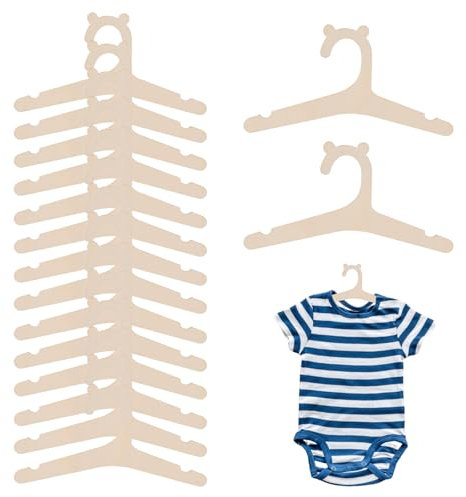 20 Piezas Perchas Infantiles de Madera para Bebé, Perchero Infantil Ropa Bebé con Ranuras Laterales 22.7×10.6cm, Perchas Bebe para Ropa de Recién Nacido y Niños
