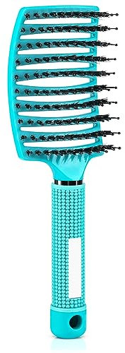 Wet Detangling Hair Brush for Women and Kids, Paddle Detangler for Wet & Dry Hair, Curved Ventilated Brush For Blow-Drying For Smoother, Healthier Hair Lake Blue