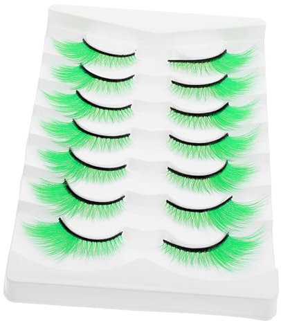 Ipetboom 7paires Faux Cils Verts Longs Pour Cosplay Faux Cils Dramatiques Pour Jour Saint-patrick Pours Fêtes Et Maquillage De Scène
