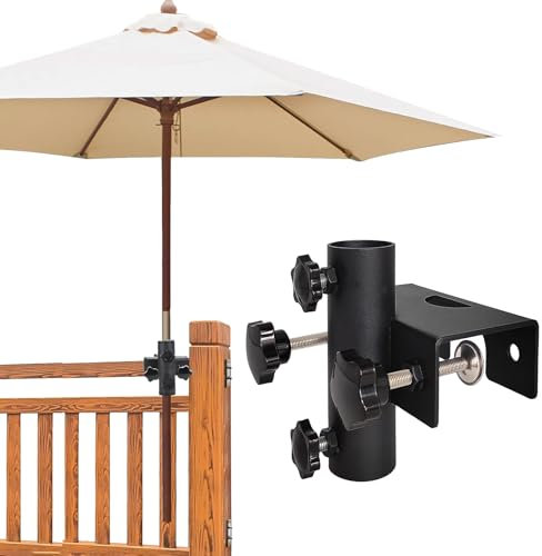 HUIKUANGEU Supporto per Ombrellone da Balcone, Clip per Ombrelloni da Esterno, Supporto Ombrellone, Porta Ombrellone da Balcone,Accessori per Ombrellone, per Tubo Ombrellone Ø25~38mm