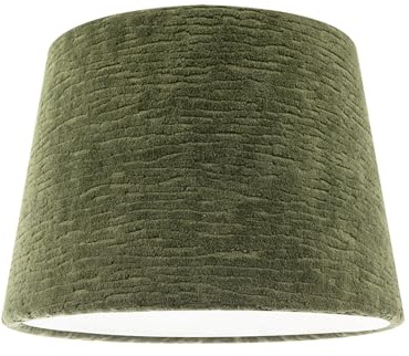 Thick Lined Textured Forest Green Velvet 25cm Drum Lamp Shade with Satin Shimmer Inner Lining | Traditional Classic Design by Happy Homewares