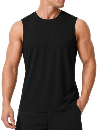 Herren Gym Tank Tops Workout Ärmellose Laufweste Athletisch Muskeltraining Bodybuilding Shirts Schwarz L