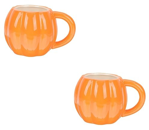 ABOOFAN 2 pièces Tasse Citrouille Céramique pour Halloween et Automne Mug Décoratif Polyvalent pour Café Lait et Eau Base Stable Antidérapante pour Maison et Bureau