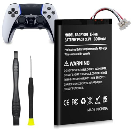 Akku für PS5 DualSense Edge, 3000mAh Hohe Kapazität Ersatzakku für Sony PlayStation 5 DualSense Edge CFI-ZCP1 Wireless Controller mit Werkzeugset
