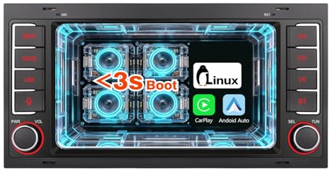 Radio Coche Wireless CarPlay Android Auto, Sistema Linux Radio Am/FM/RDS BT 5.0 con Pantalla Táctil y Mando de Volumen Físico, Arranque Rápido, Plug and Play para VW Touareg T5 Multivang 2004-2009
