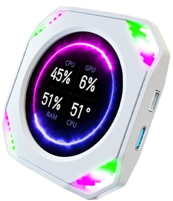 Uqezagpa 5,3 cm (2,1 Zoll) Display, PC-Monitore, GPU-C-Temperatur-Panel, USB-C-Stecker und Play, für Gaming-PC, baut Wasserkühlung auf