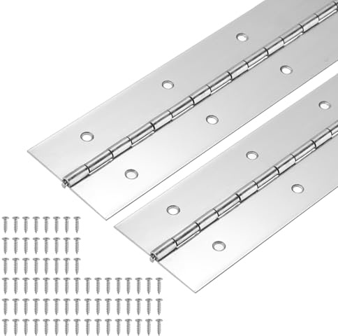 PATIKIL Heavy Duty Piano Hinge 1200 x 50.8 x 1.5 Mm, 2 Pack 304 Stainless Steel Continuous Hinge for Piano, Cabinet Door, Wooden Box, Folding Table, Silver