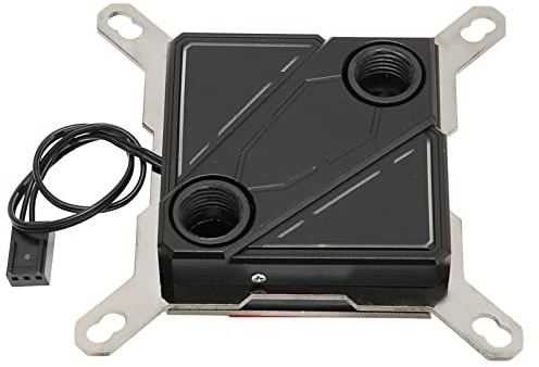 Picysa CPU Water Block di Raffreddamento per Computer in Rame di Alta qualità con Luce 12V per Filettatura G1/4 Compatibile Finitura Nera
