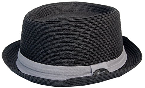 Cool4 Pork Pie Strohhut Schwarz Sommer Stroh Hut Naturbast Cap Sonnenschutz Sonnenhut PP04 (58)