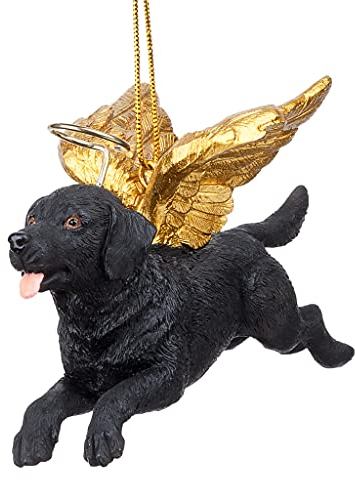Design Toscano - Ehren Des Pooch Black Labrador Retriever Feiertags-Engels-Hundeornament - Weihnachtsornament aus Harz - Hängender Schmuck - Weihnachten
