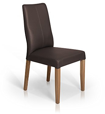 moebel-eins Adrian Polsterstuhl, Material Echtleder/Massivholz, braun