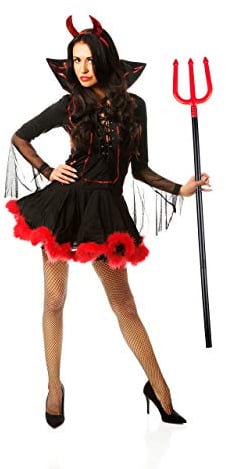 Relaxdays Forcone da Diavolo, a Incastro, per Halloween & Carnevale, Adulti & Bambini, Tridente, L: 113 cm, Nero/Rosso