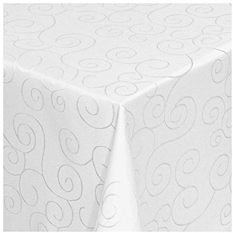 TEXMAXX Tischdecke im Ornamente Design - 130 x 220 cm eckig in Weiss - weitere Formen, Farben und Größen sind wählbar