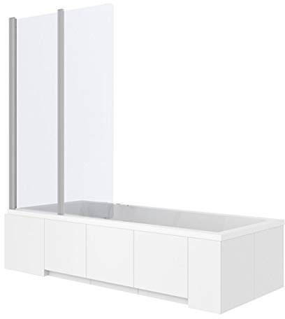 Paroi de douche pliable en 2 parties pour baignoire, blanc