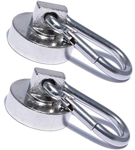 Imán de neodimio, mosquetón, 25 mm, 22 kg, extrafuerte, con gancho de mosquetón, magnético, 25 mm - 22 KG