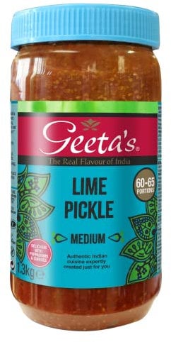 Geeta's Lime Pickle 1.3kg - Indian Pickle Jar The Real Flavour of India No Artificial Flavours or Colours Ready to Serve Pickles