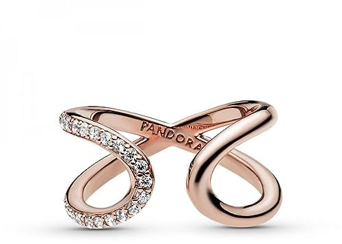 Pandora Gebogener Offener Unendlichkeitsring in Roségold mit 14 Karat rosévergoldete Metalllegierung und Cubic Zirkonia Steinen Moments Collection, Größe 56