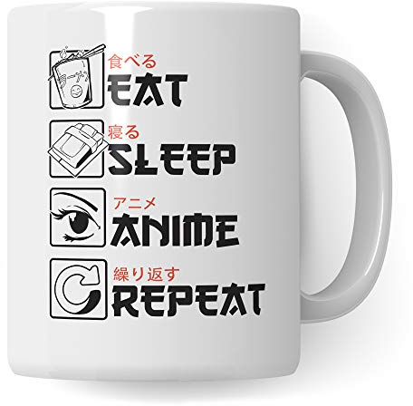 Tazza Anime regalo Baka Eat Sleep Anime Repeat con scritta, Otaku, idea regalo, tazza da caffè giapponese Manga