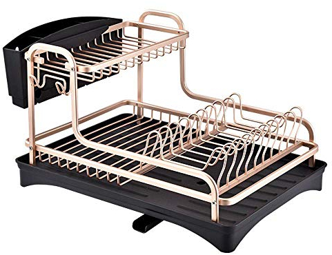 Aluminium Legierung Dish Rack Küche Organizer Lagerung Abtropffläche Trocknen Platte Regal Waschbecken Liefert Messer und Gabel Container