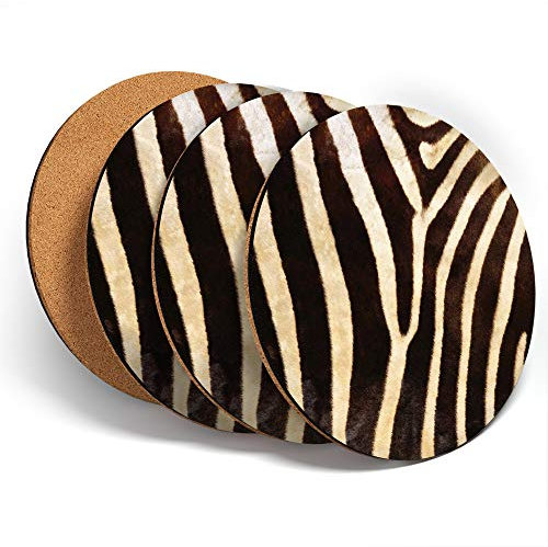 Destination Vinyl ltd Great Coasters (Set of 4) Round - Wild Animal Zebra Print Fur Africa Drink Glossy Coasters/Tabletop Protection for Any Table Type #46432
