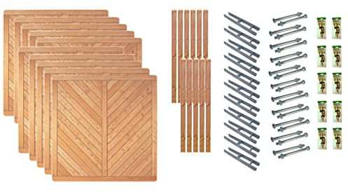 TETZNER & JENTZSCH Zäune Springfield 8 I Sichtschutz Zaun 180 x180cm Farblos I Gartenzaun aus Holz für den Sichtschutz I Zaun mit Lamellenwand I Gartenzaun Komplettset mit Trennwand für den Windschutz