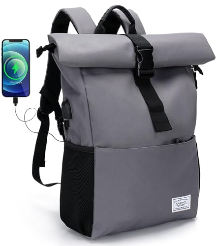 MoFut Rucksack Damen Groß Rucksack Herren Groß Schulrucksack viele Fächer mit 15,6 Laptopfach, Unisex Rolltop Rucksack Wasserdicht, Lässiger Backpack Schule Freizeit Uni Arbeit Wandern.