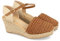 Sandalia para Mujer con Cuna de Yute, Pala Cerrada de Rafia, Talon Abierto y Cierre de Hebilla Primavera Verano 2021. Talla 36 Camel