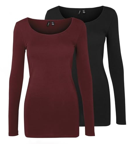 VERO MODA Damen VMMAXI My LS Soft Long U-Neck GA 2P 10167784, Port Royale/Black, XXL