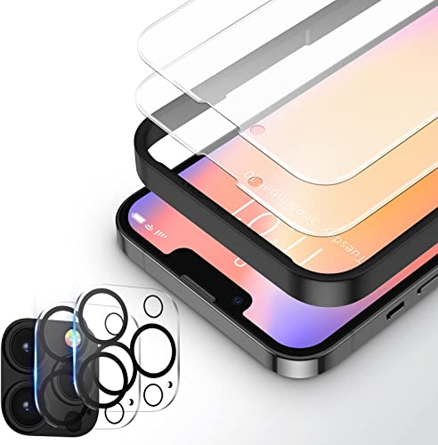 Bewahly Matt Schutzfolie Kompatibel mit iPhone 13 Pro Max [6,7 Zoll], 2 Stück Panzerfolie und 2 Stück Kamera Glas Folie, 9H Härte Anti-Fingerprint Displayschutzfolie mit Positionierhilfe