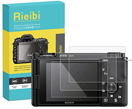 Rieibi (3 Packs) Screen Protector for Sony ZV-1F ZV-1 ZV-E10 Digital Camera, 0.33mm 9H Hardness Tempered Glass Film for Sony ZV1F ZV1 ZVE10 Anti-Scratch Ultra-Clear