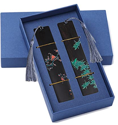 Hoshisea 2 Stück Holz Lesezeichen, Gemalte Lesezeichen, Lesezeichen Einzigartige, Lesezeichen Geschenk-Set, Für Lehrer, Schüler, Eltern, Männer und Frauen, Bibliothekare