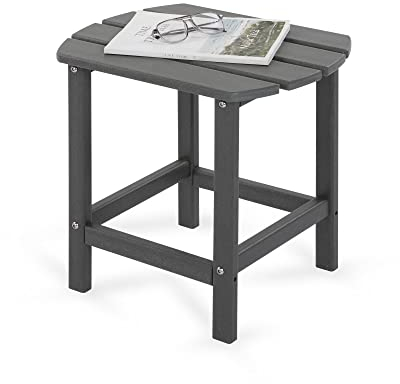 TORVA Adirondack Garten Beistelltisch für den Außenbereich, HDPE Beistelltisch aus recyceltem Kunststoff für die Terrasse, Garten Couchtisch, wetterbeständig, Grau