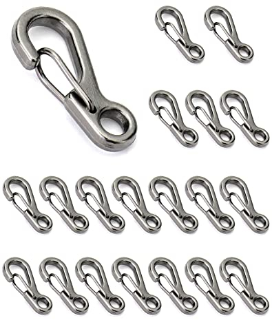 QWORK® 20stk Mini Federschnappclip für Camping Wandern Schlüsselanhänger DIY Handwerk (Grau)