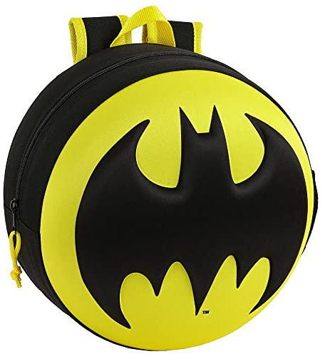 Mini sac à dos maternelle Batman bouclier 3D rond jaune noir + porte-clés jeu cube
