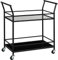 HOMCOM Küchenwagen, Rollwagen, Servierwagen mit 2 Ablagen, Trolley, Beistellwagen auf Rollen, Aufbewahrungswagen für Küche, Metall, Schwarz, 75 x 40 x 80 cm