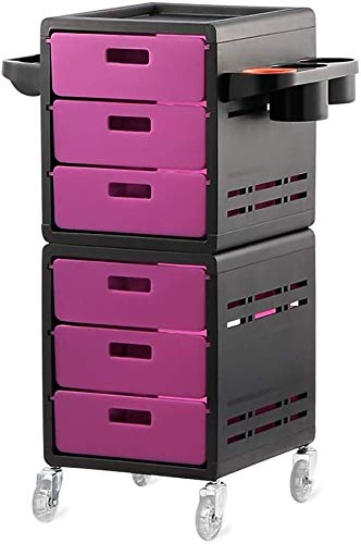 Aufbewahrungswagen mit Rädern, Salonwagen, Schönheitssalonwagen, Beauty-Aufbewahrungswagen mit 6 Schubladen, Salon-Friseurwagen, SPA-Möbel, Haarstylingstation, Färbung (Farbe: Pink) (Pink) conve