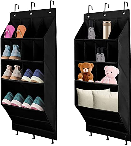 mumisuto 2 Stück Organizer über der Tür für Schuhe, Schuhe Organizer mit Haken, Multifunktionale Hängeorganizer, Hängend Aufbewahrungstasche für Schlafzimmer, Badezimmer, Schrank, 11 Tasche, Schwarz