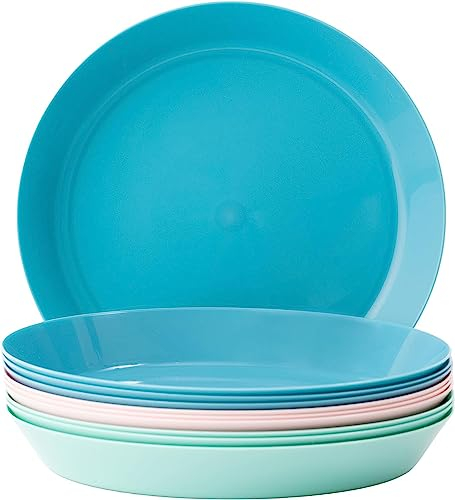 Assiette Plastique Réutilisable (6 Unités) | Ø 18,5 cm | Vaisselle Camping | Assiette Plastique Rigide | Vaisselle Réutilisable | Assiettes Enfant et Anniversaires | Passe au Micro-Onde