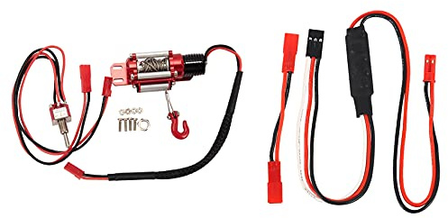 CRAKES Verdrahtete automatische simulierte Seilwinde mit Winde CH3 Control Line Panel Empfängerkabel, für 1/10 RC Crawler Auto