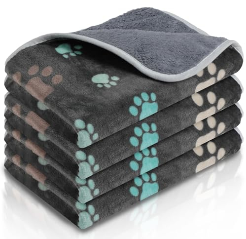 Namalu 4 Wasserdicht Meerschweinchen Fleecedecken Klein Waschbar Hundedecke Saugfähig Meerschweinchen Käfig Einlagen Wiederverwendbar PIPI Pads Schlaf Kuscheldecke (Süße Pfoten, 60 x 40 cm)