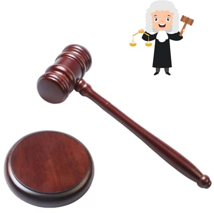 Legno giudice set,Martelletto del giudice e blocco,Martelletto del giudice,Martelletto da giudice, perfetto per avvocato, giudice, asta vendita riunioni, aziende, studenti, giochi di ruolo per